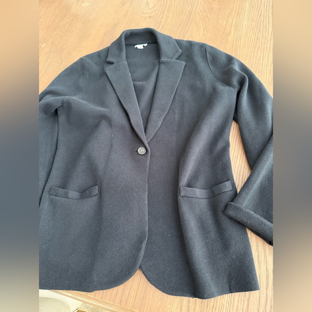 J Crew Sweater Blazer Cotton sz Large  Black